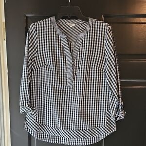Crown & Ivy Black and White Checkered Blouse